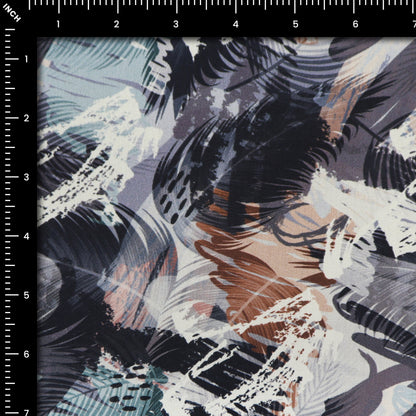 Abstract Brushstroke Satin Fabric