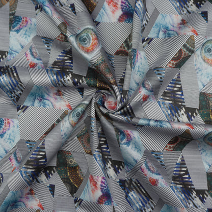 Abstract Kaleidoscopic Geometry Satin Fabric
