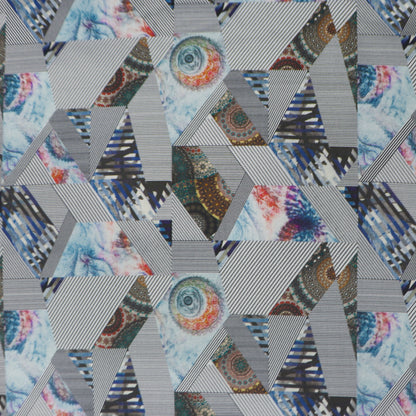 Abstract Kaleidoscopic Geometry Satin Fabric