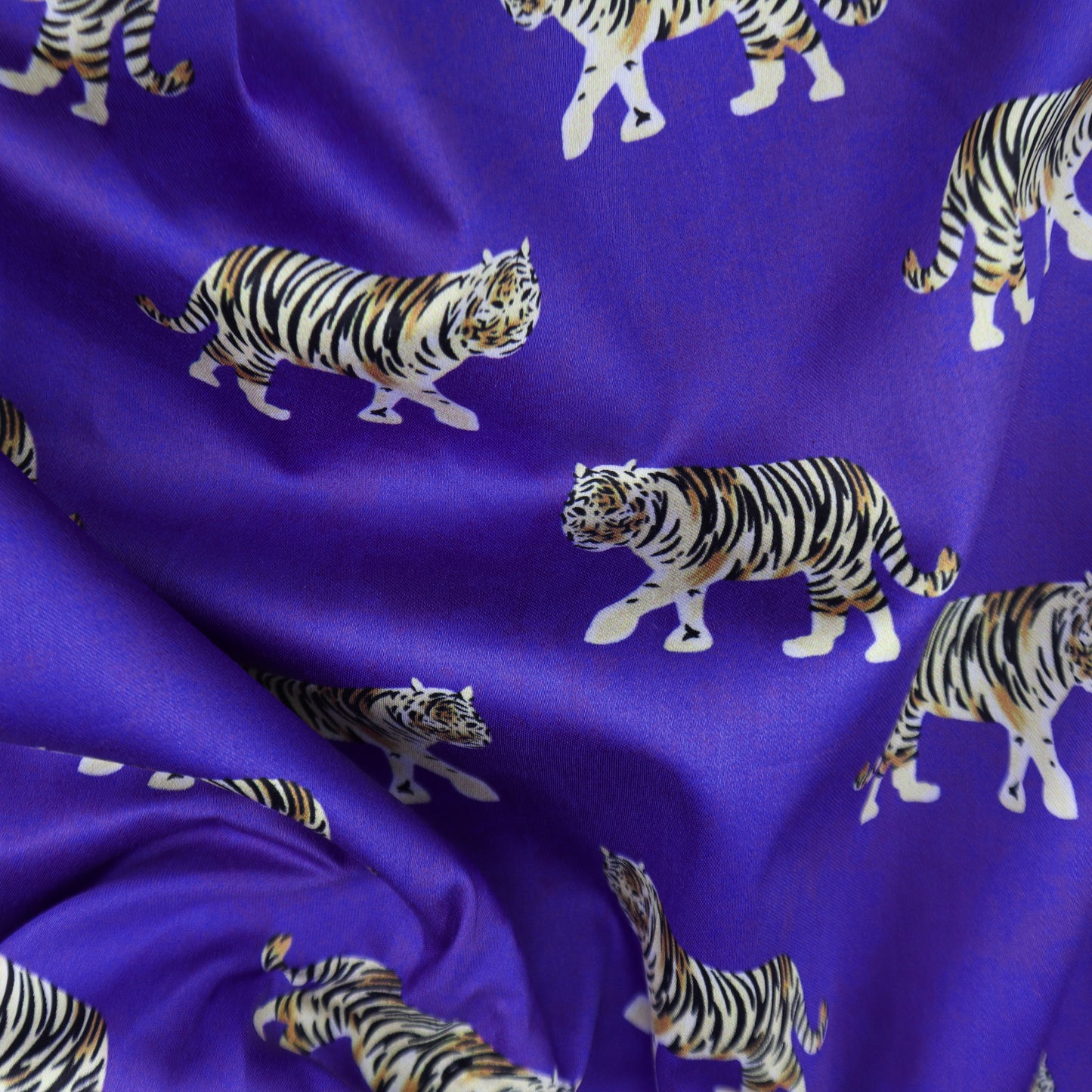 Regal Tiger Motif Satin Fabric