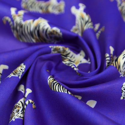Regal Tiger Motif Satin Fabric