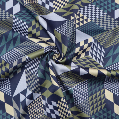 Architectural Illusion Geometric Satin Fabric