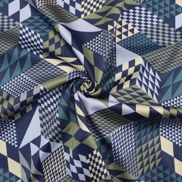 Architectural Illusion Geometric Satin Fabric