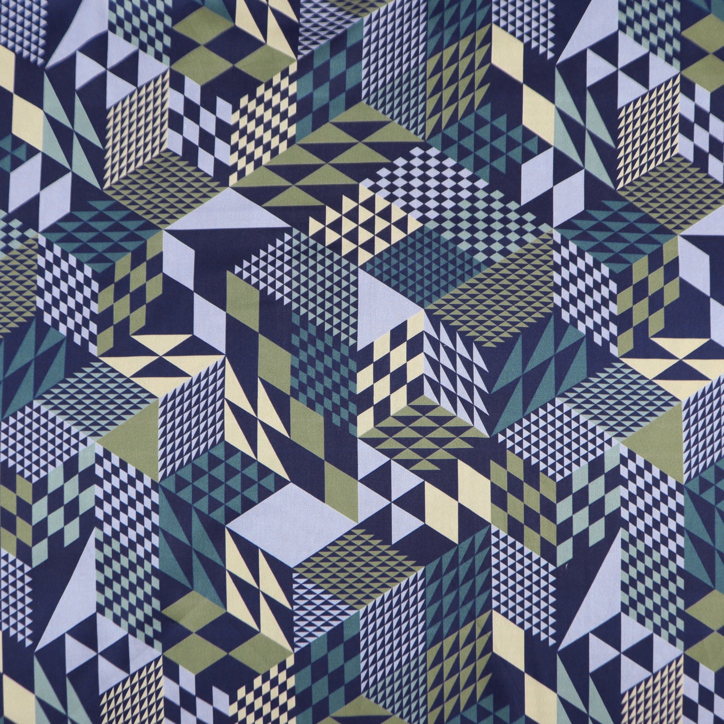 Architectural Illusion Geometric Satin Fabric