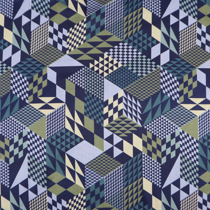Architectural Illusion Geometric Satin Fabric
