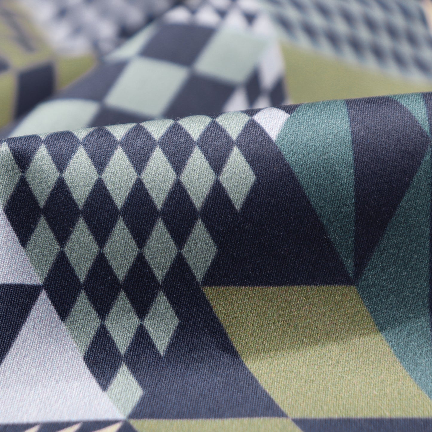 Architectural Illusion Geometric Satin Fabric