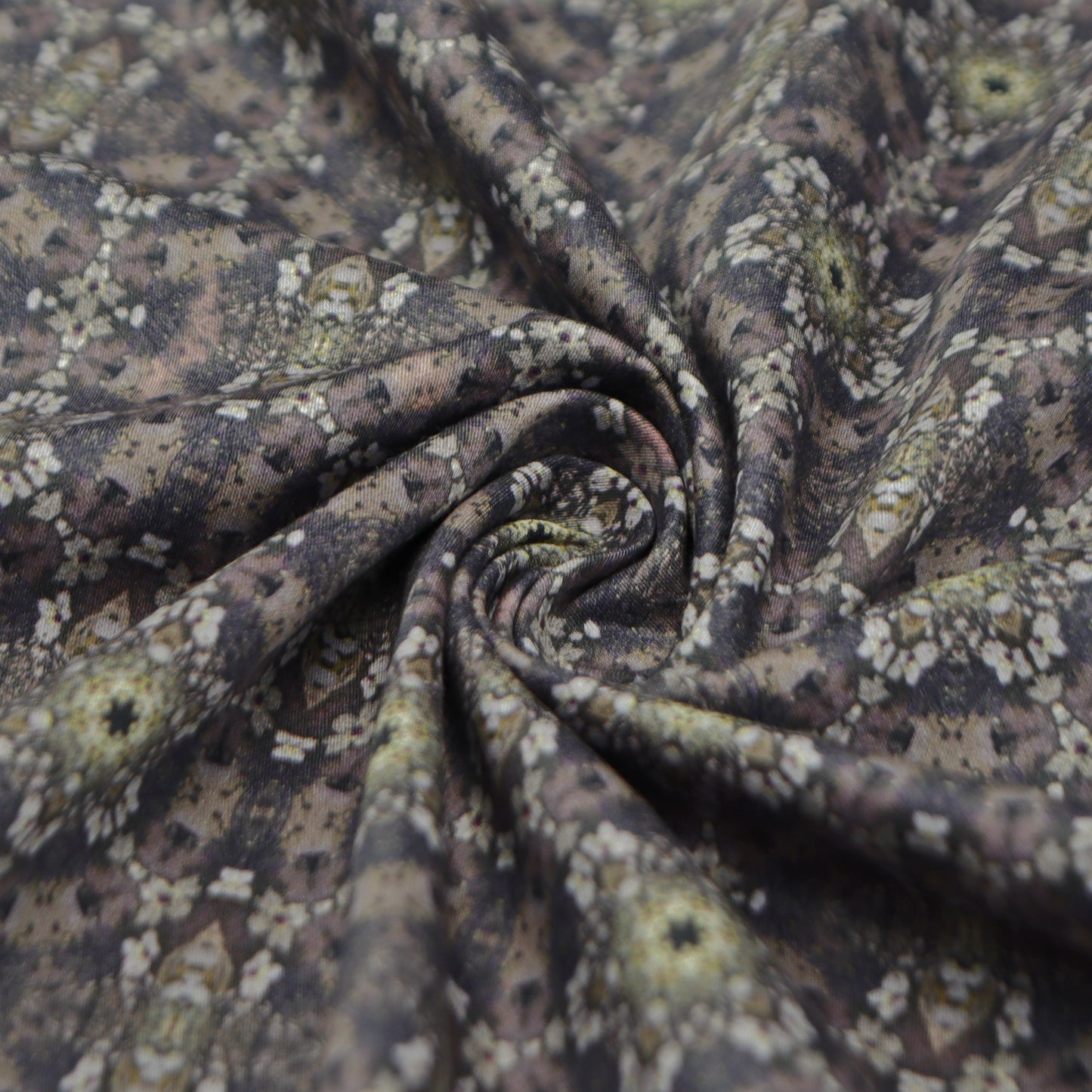 Intricate Kaleidoscopic Satin Fabric
