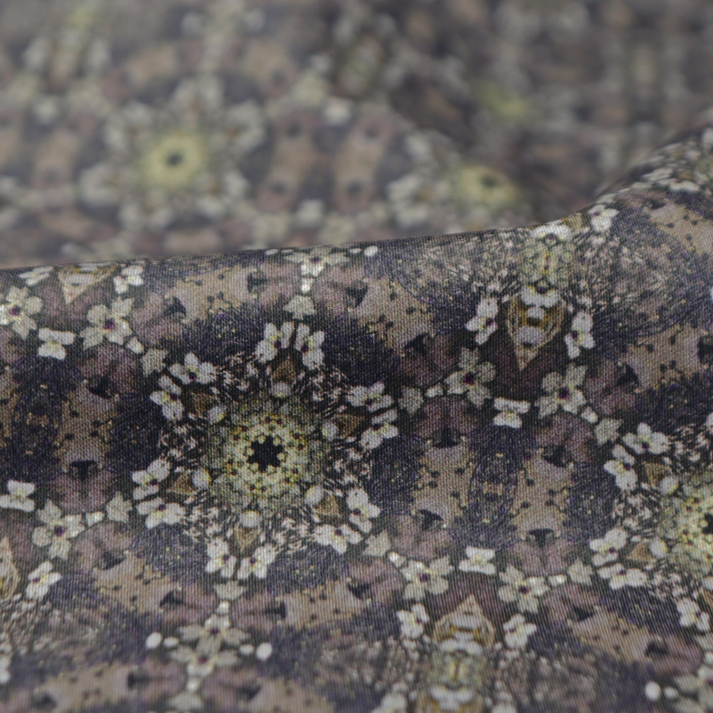 Intricate Kaleidoscopic Satin Fabric