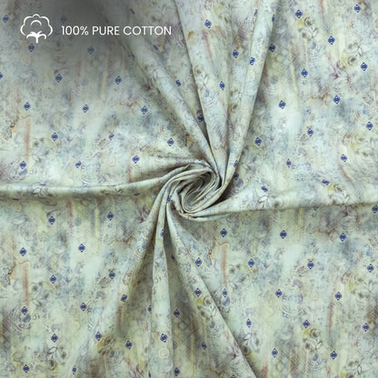 Heirloom Botanical Motif Printed Satin Fabric