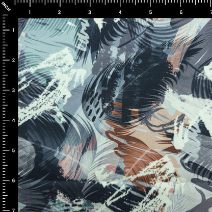 Midnight Expressionist Brushstroke Printed Satin Fabric