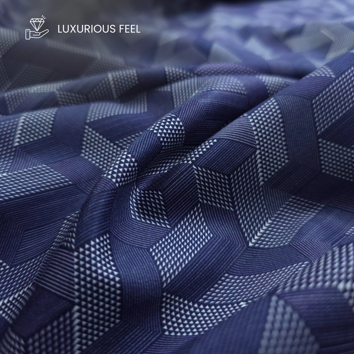 Geometric Cube Printed Satin Fabric