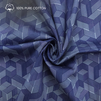 Geometric Cube Printed Satin Fabric