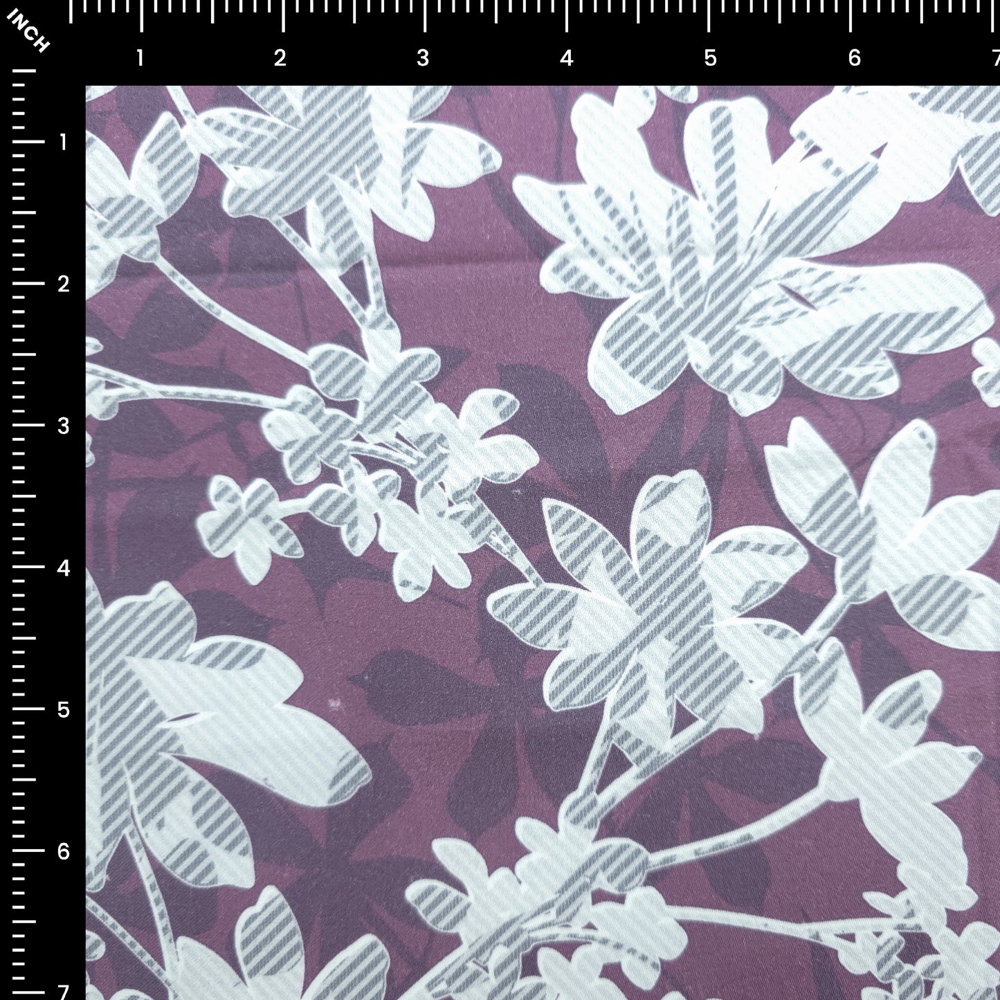 Botanical Silhouette Trellis Printed Satin Fabric