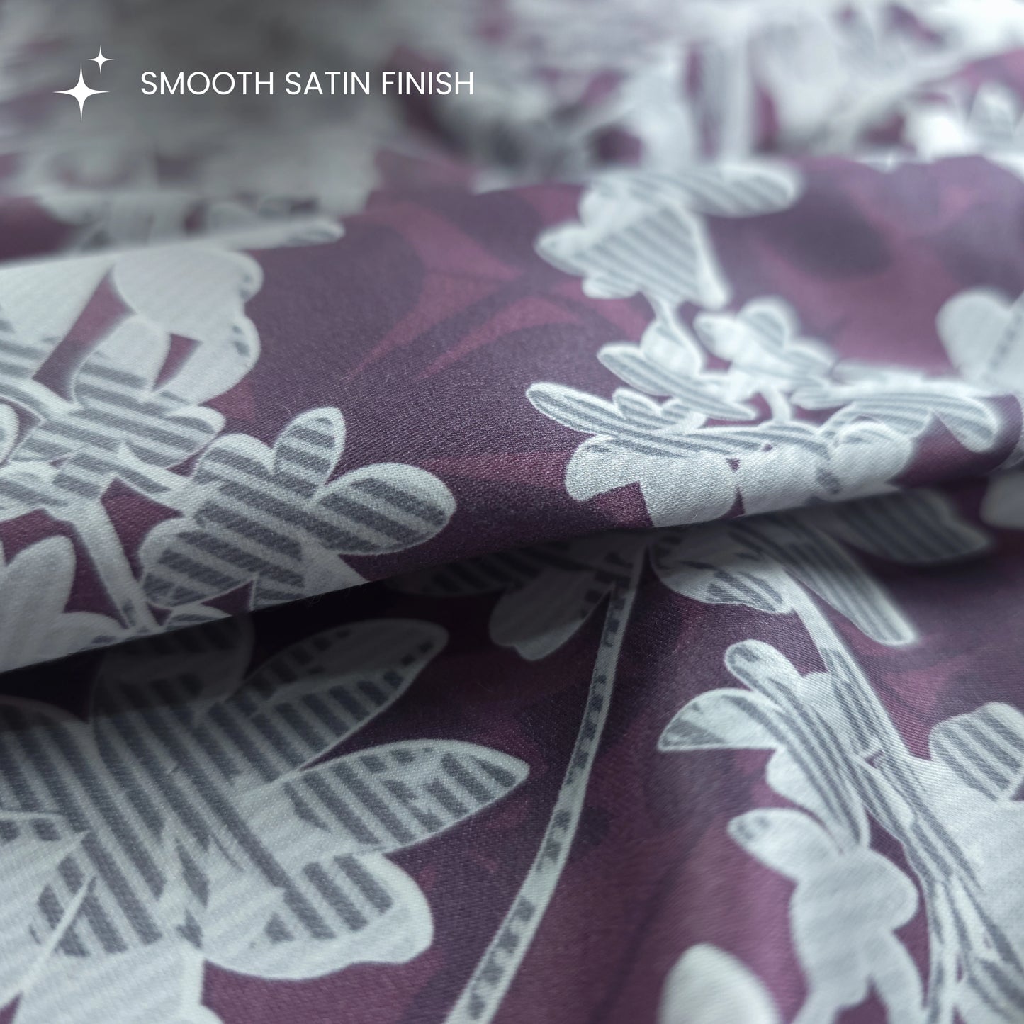 Botanical Silhouette Trellis Printed Satin Fabric