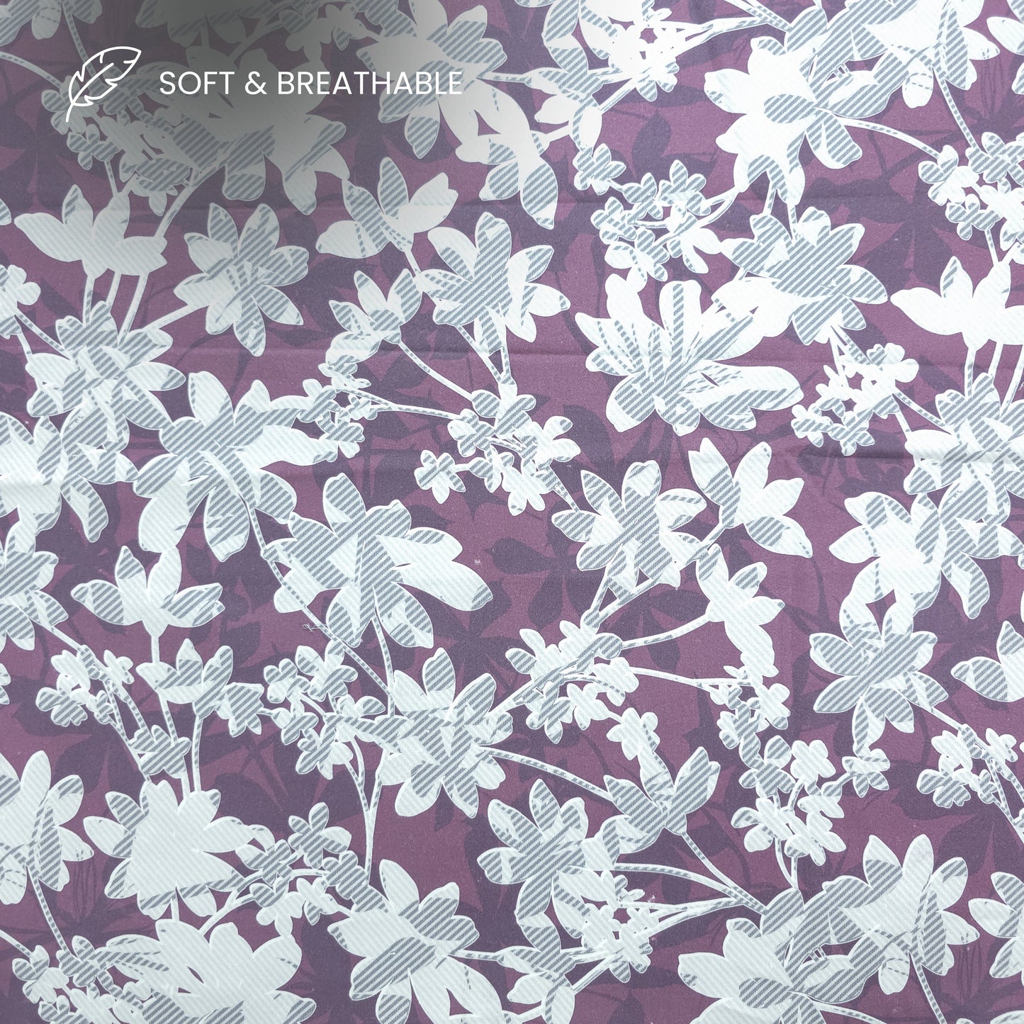 Botanical Silhouette Trellis Printed Satin Fabric