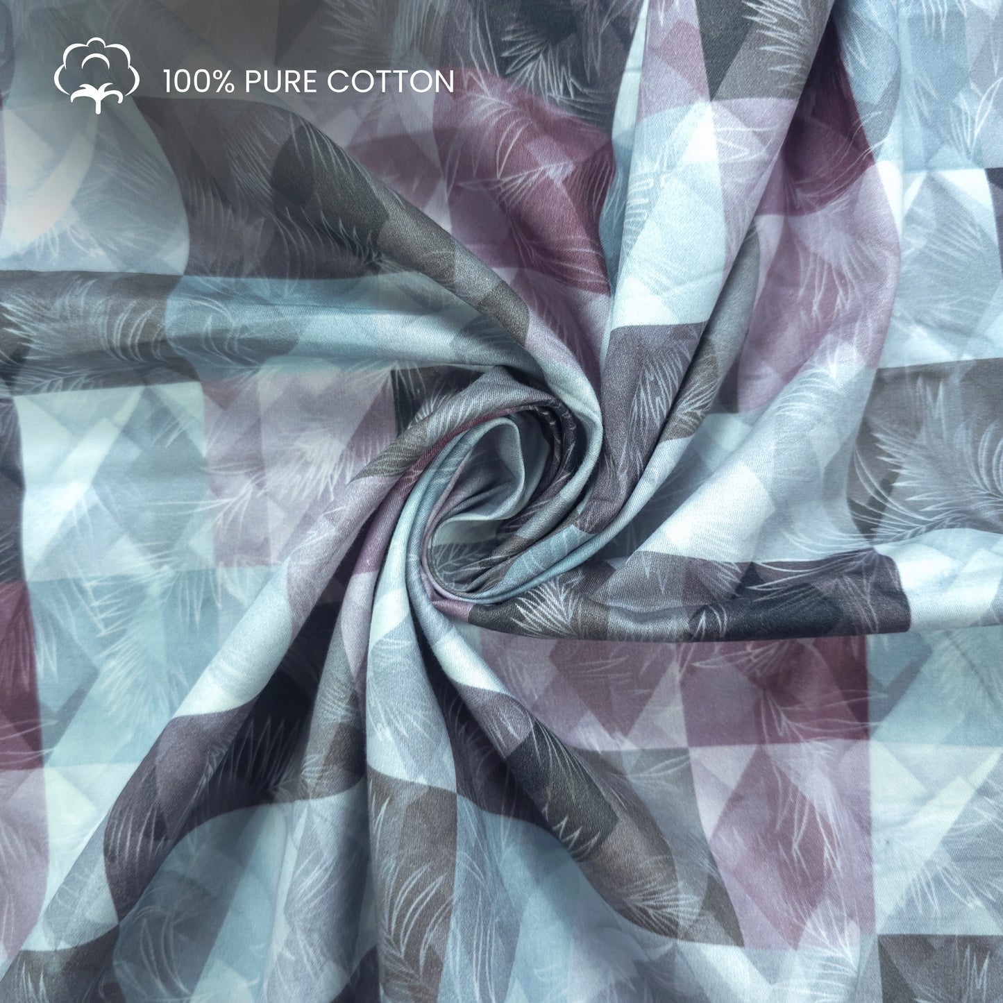 Abstract Faceted Brushstroke Printed Satin Fabric