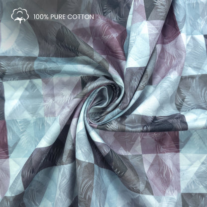 Abstract Faceted Brushstroke Printed Satin Fabric