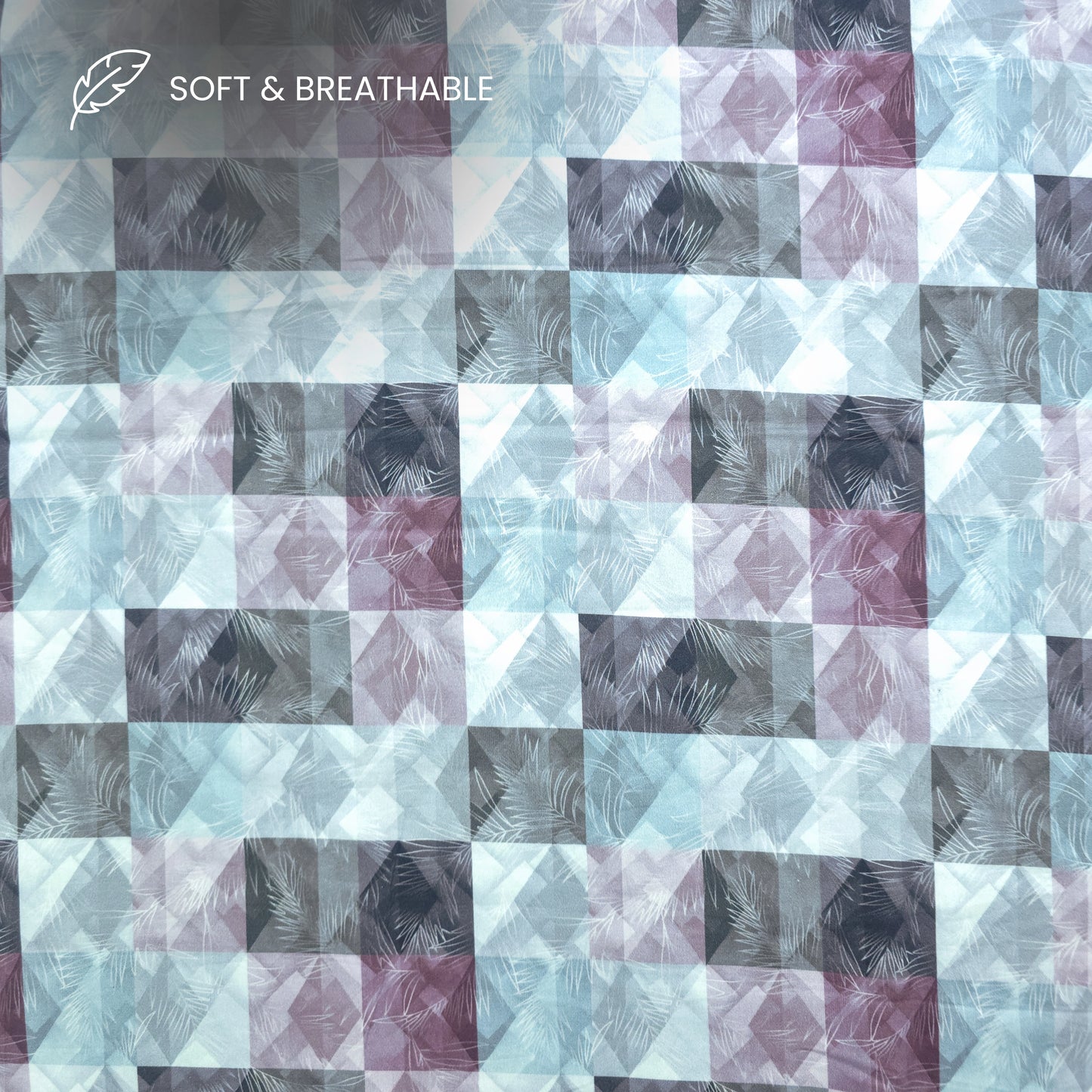 Abstract Faceted Brushstroke Printed Satin Fabric