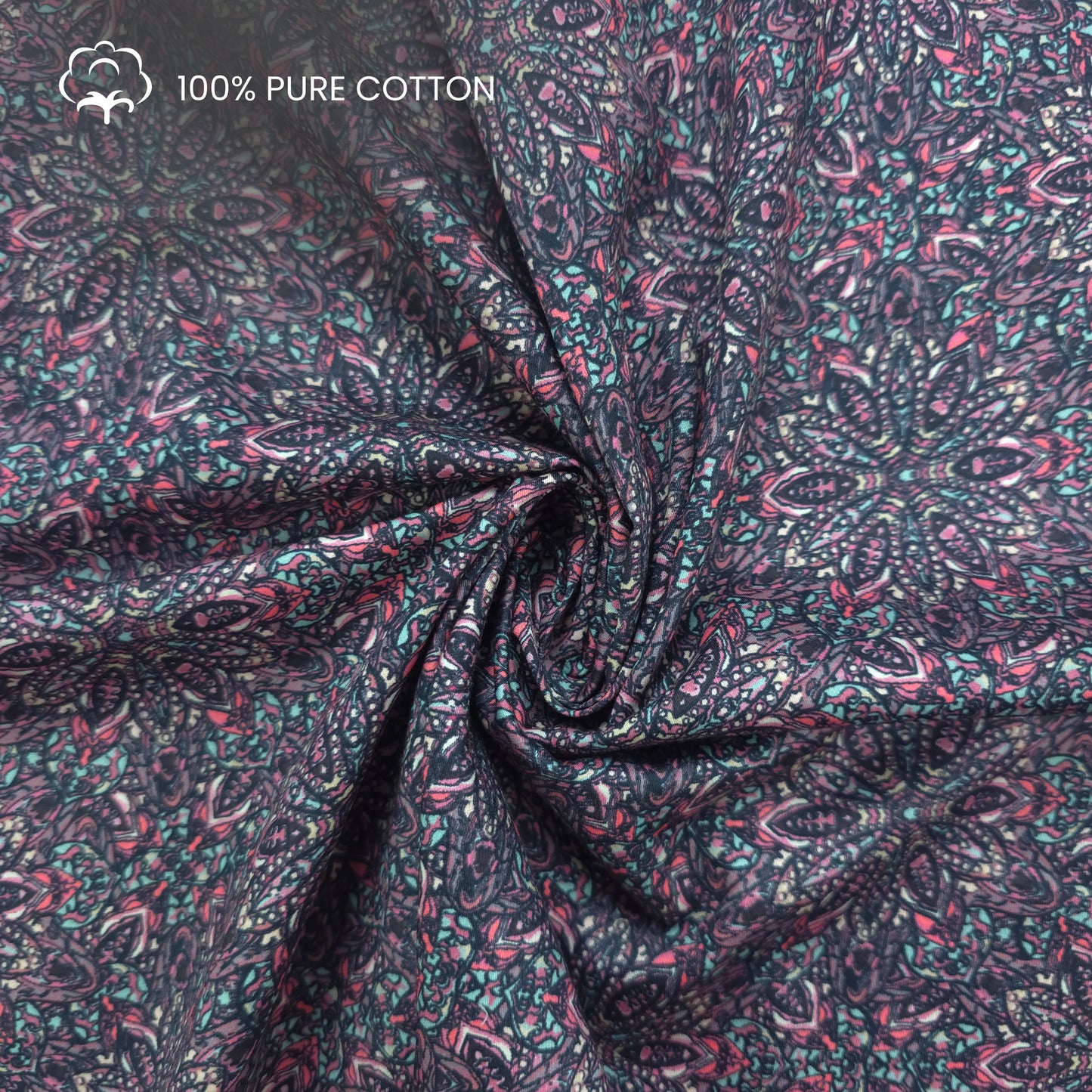 Midnight Mosaic Printed Satin Fabric