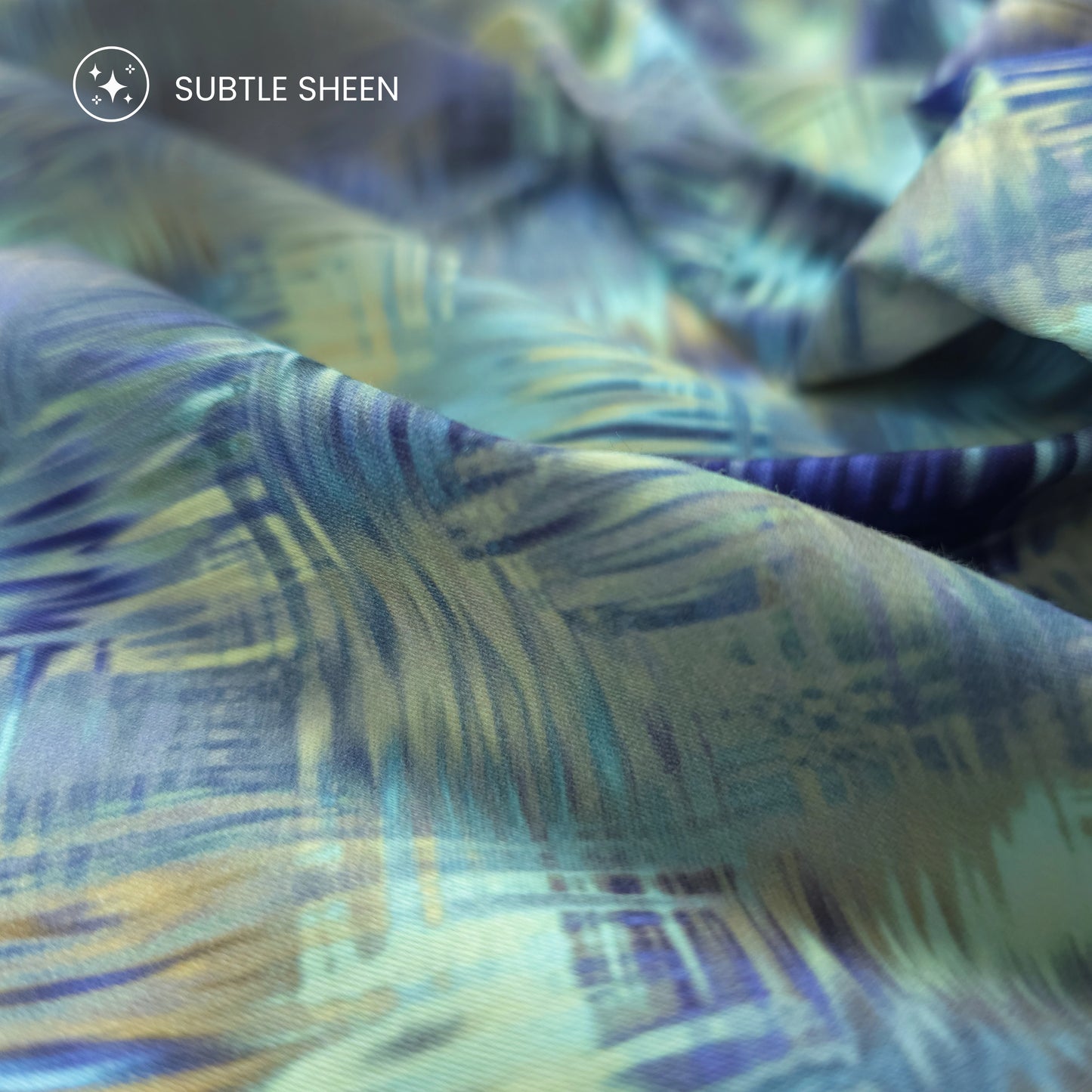 Abstract Diagonal Brushstroke Printed Satin Fabric