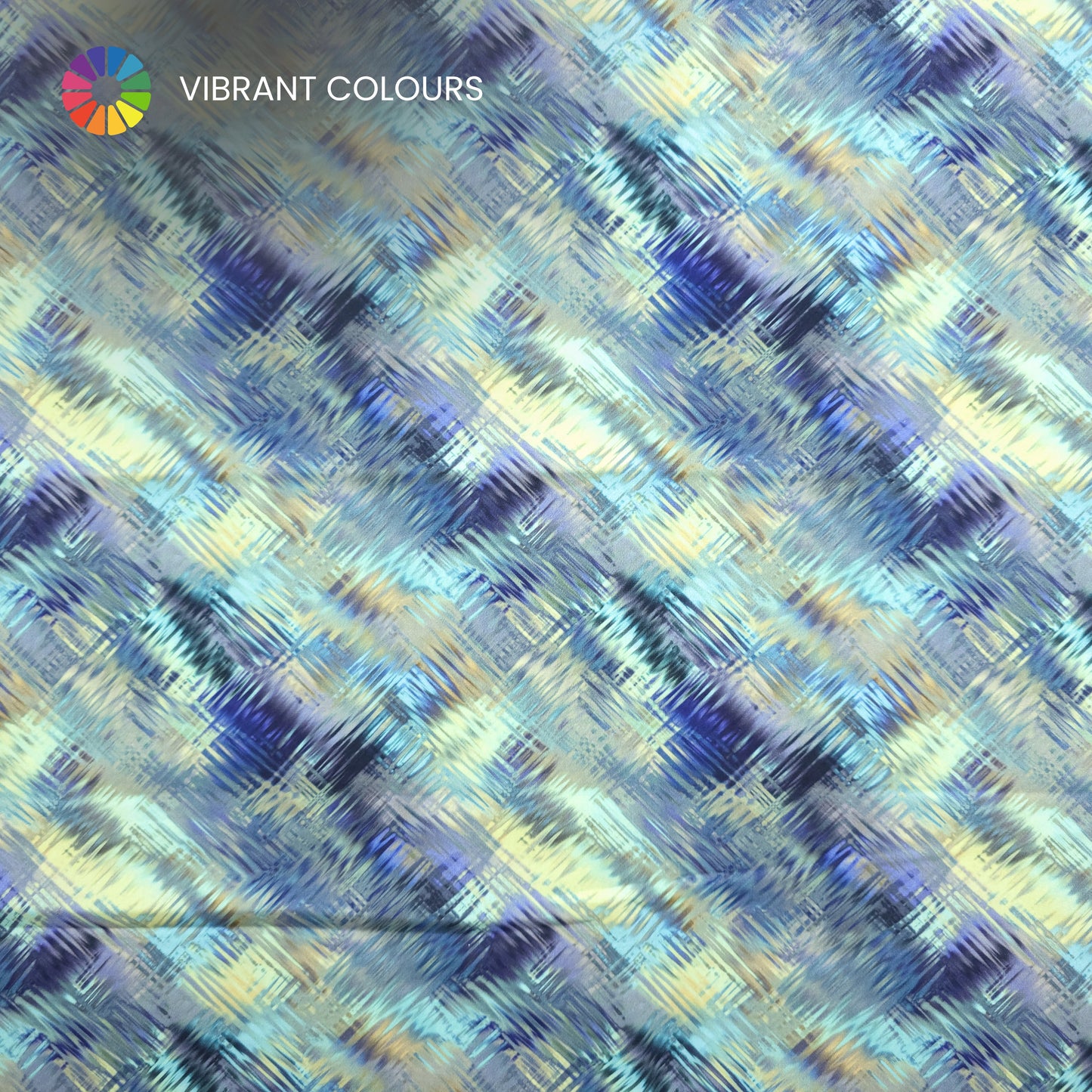 Abstract Diagonal Brushstroke Printed Satin Fabric