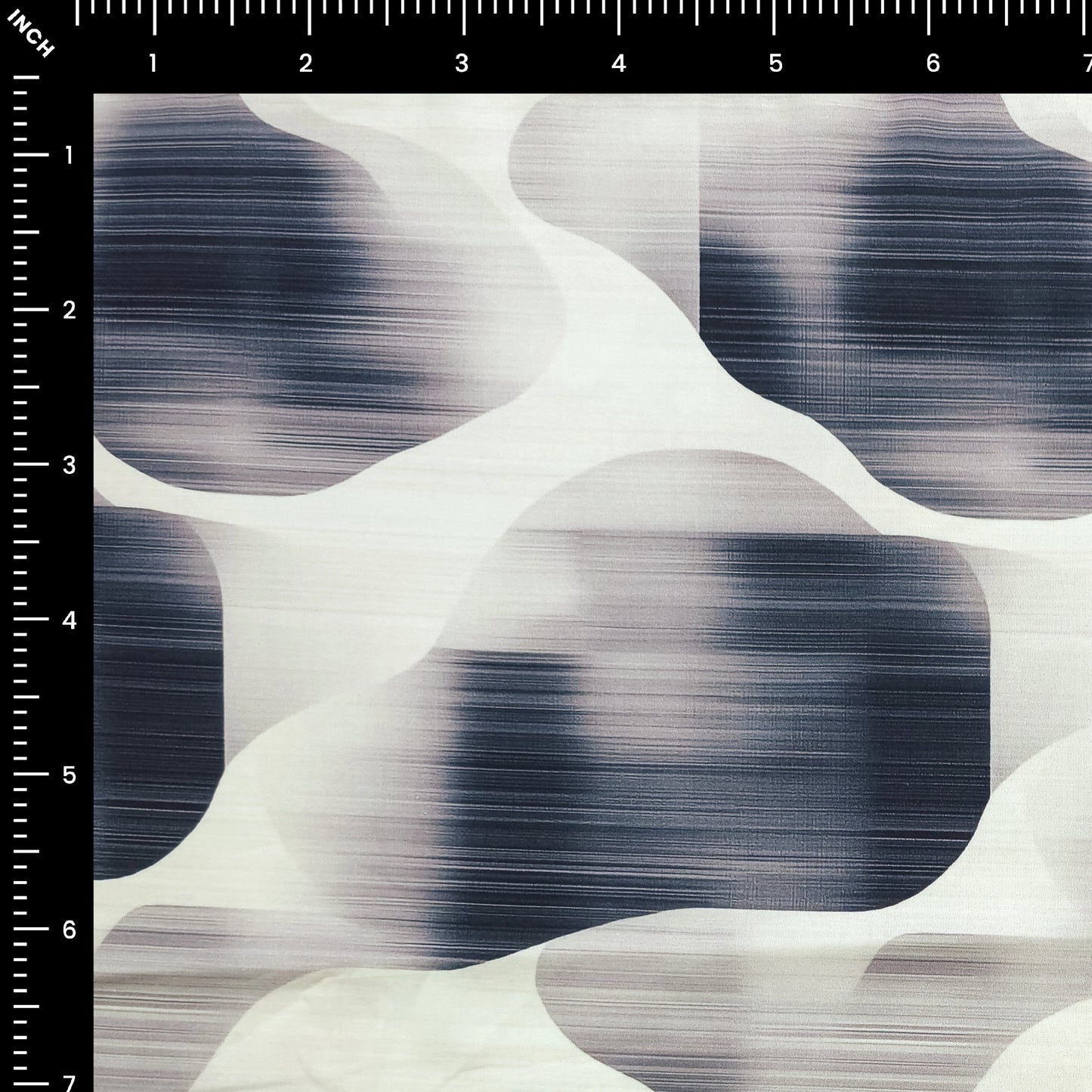 Abstract Wavy Block Printed Satin Fabric
