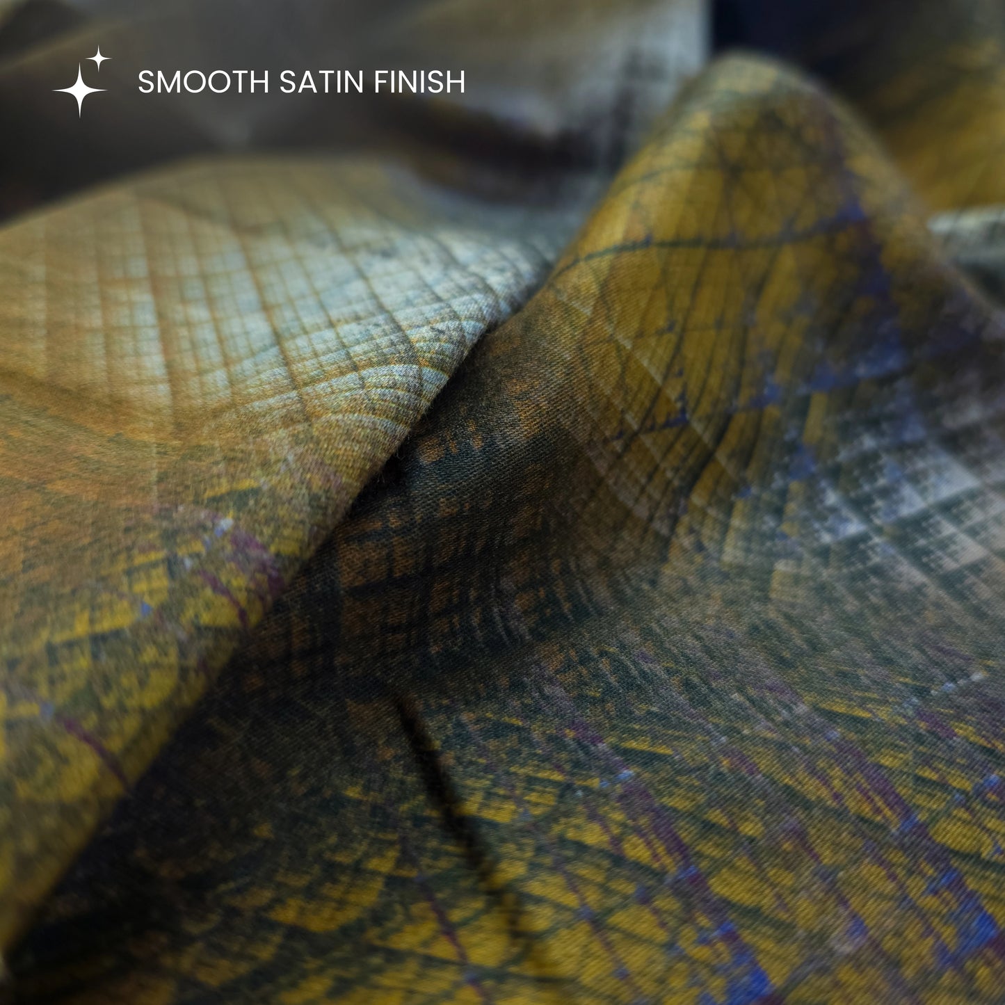 Abstract Geometric Grid Printed Satin Fabric