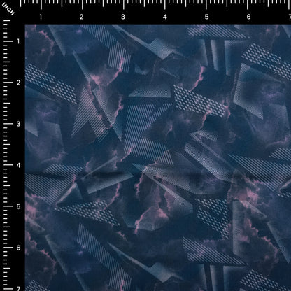 Midnight Geometric Abstract Printed Satin Fabric