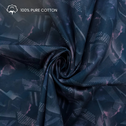 Midnight Geometric Abstract Printed Satin Fabric