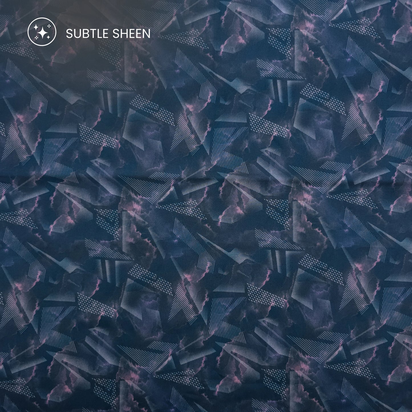 Midnight Geometric Abstract Printed Satin Fabric