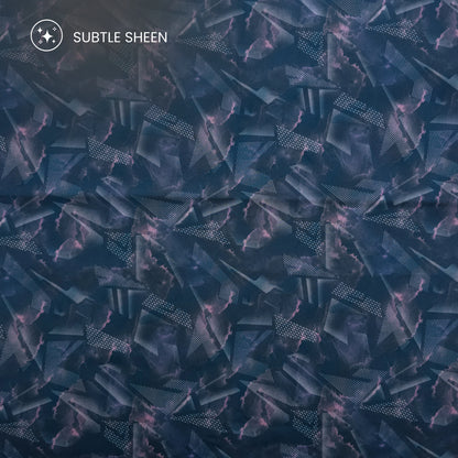 Midnight Geometric Abstract Printed Satin Fabric