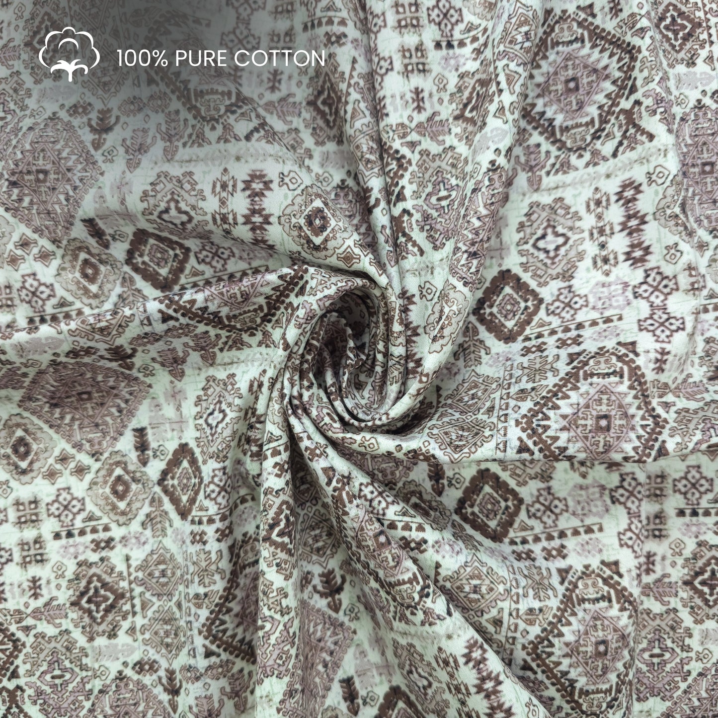Ethnic Diamond Motif Printed Satin Fabric