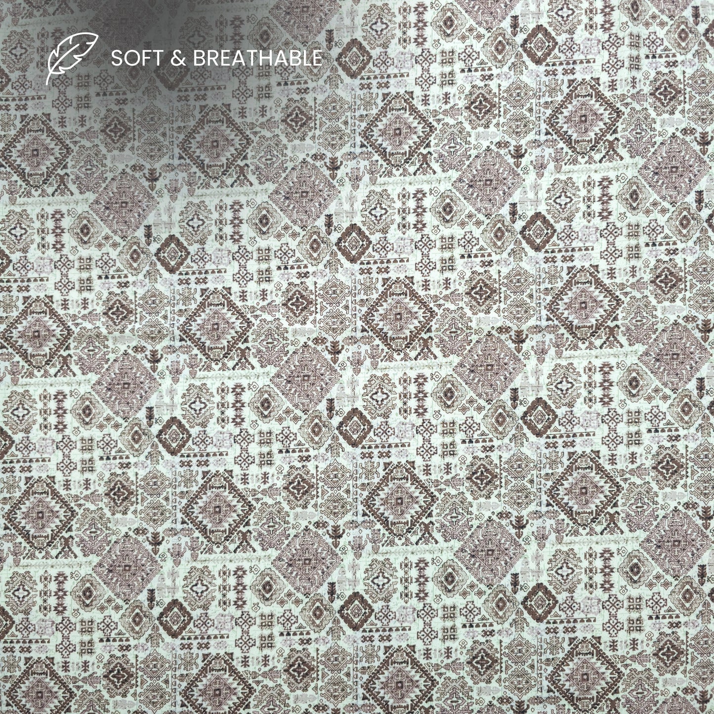 Ethnic Diamond Motif Printed Satin Fabric
