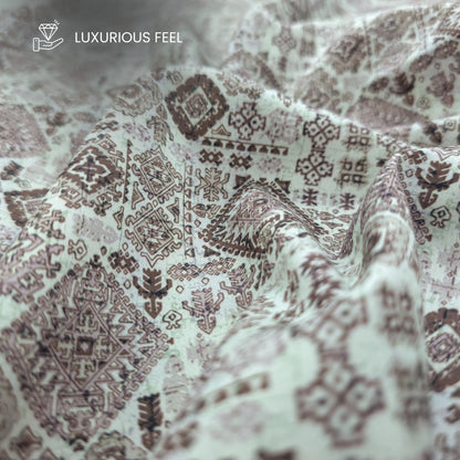 Ethnic Diamond Motif Printed Satin Fabric