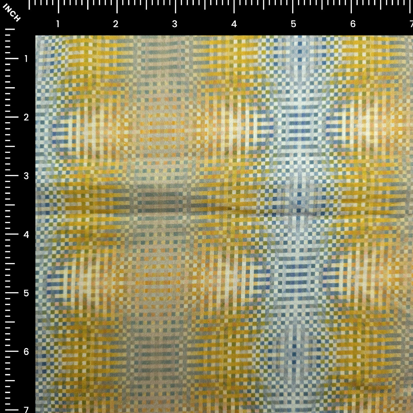 Golden Grid Printed Satin Fabric