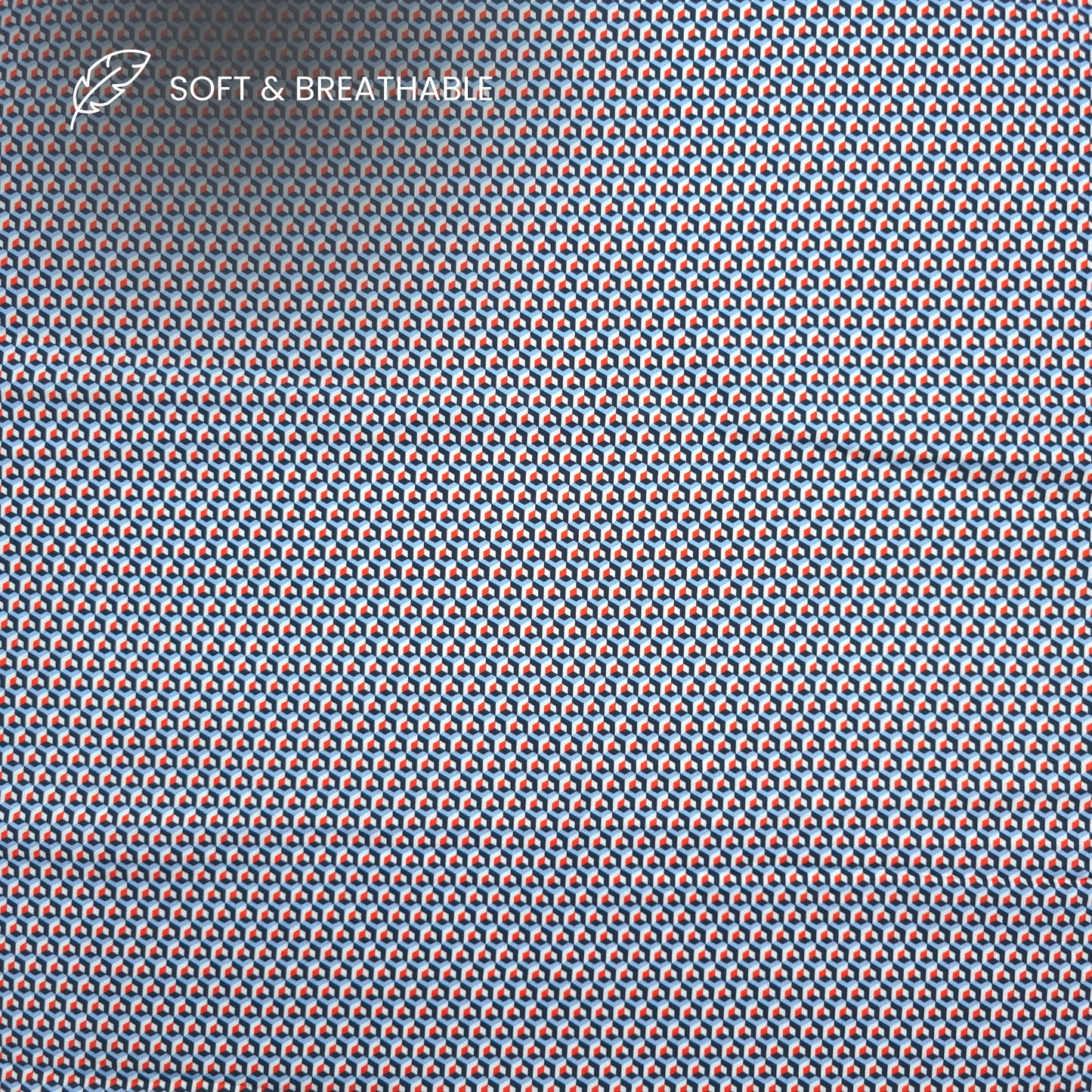 Retro Cube Printed Satin Fabric