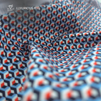 Retro Cube Printed Satin Fabric