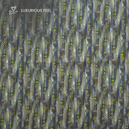 Forest Geometric Printed Satin Fabric