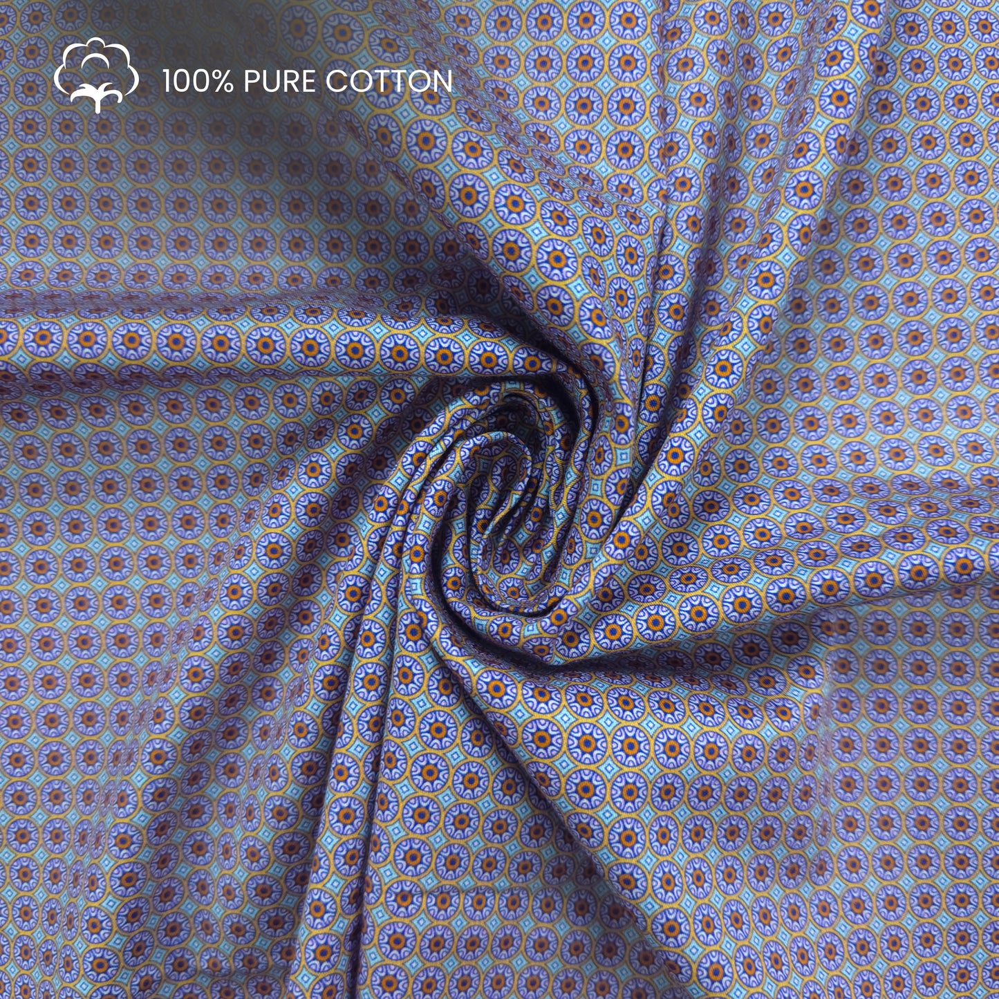Ornate Medallion Printed Satin Fabric