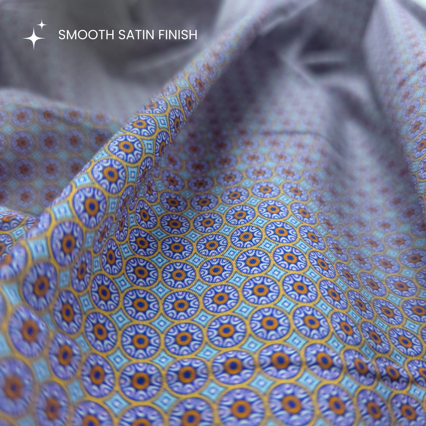 Ornate Medallion Printed Satin Fabric