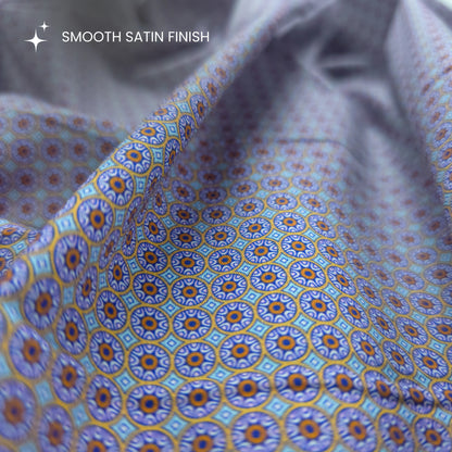 Ornate Medallion Printed Satin Fabric