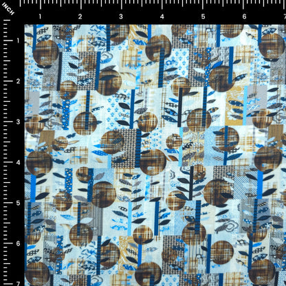 Abstract Leaf Block Printed Satin Fabric