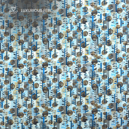Abstract Leaf Block Printed Satin Fabric