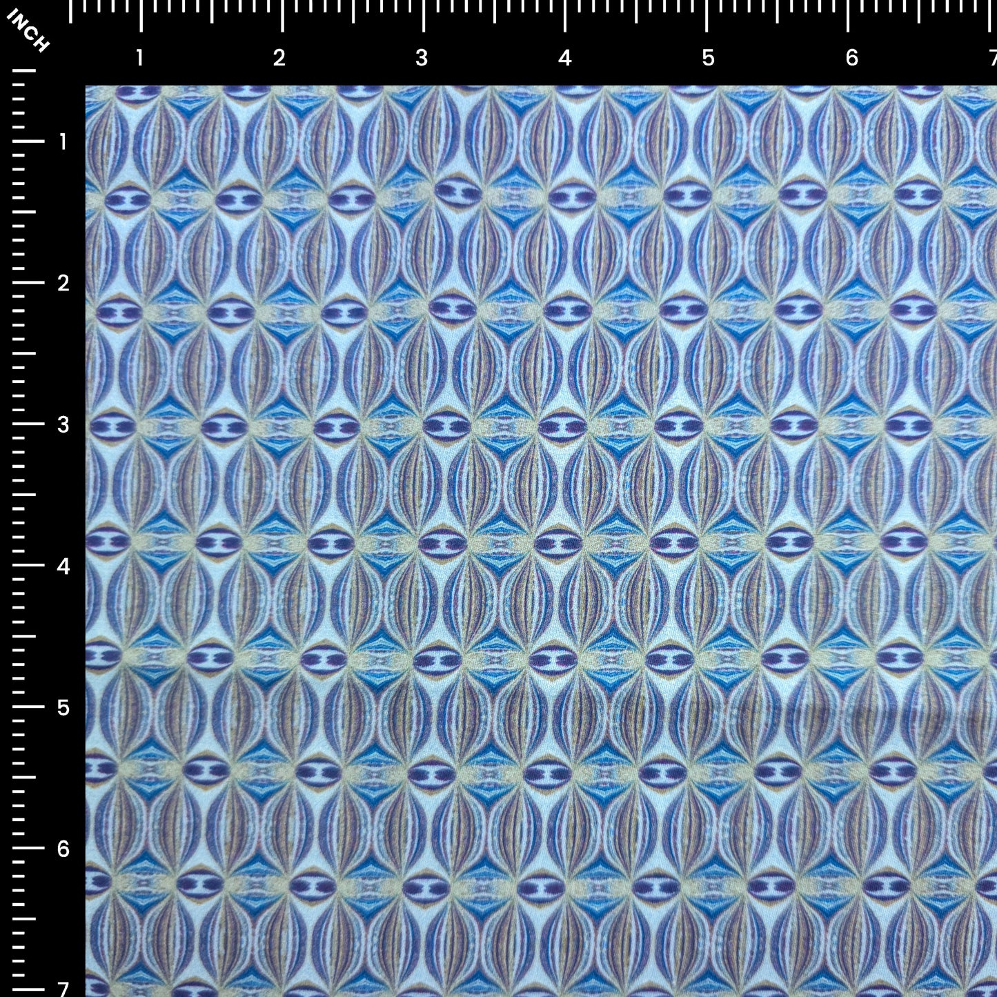 Abstract Geometric Motif Printed Satin Fabric