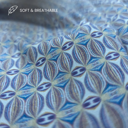 Abstract Geometric Motif Printed Satin Fabric