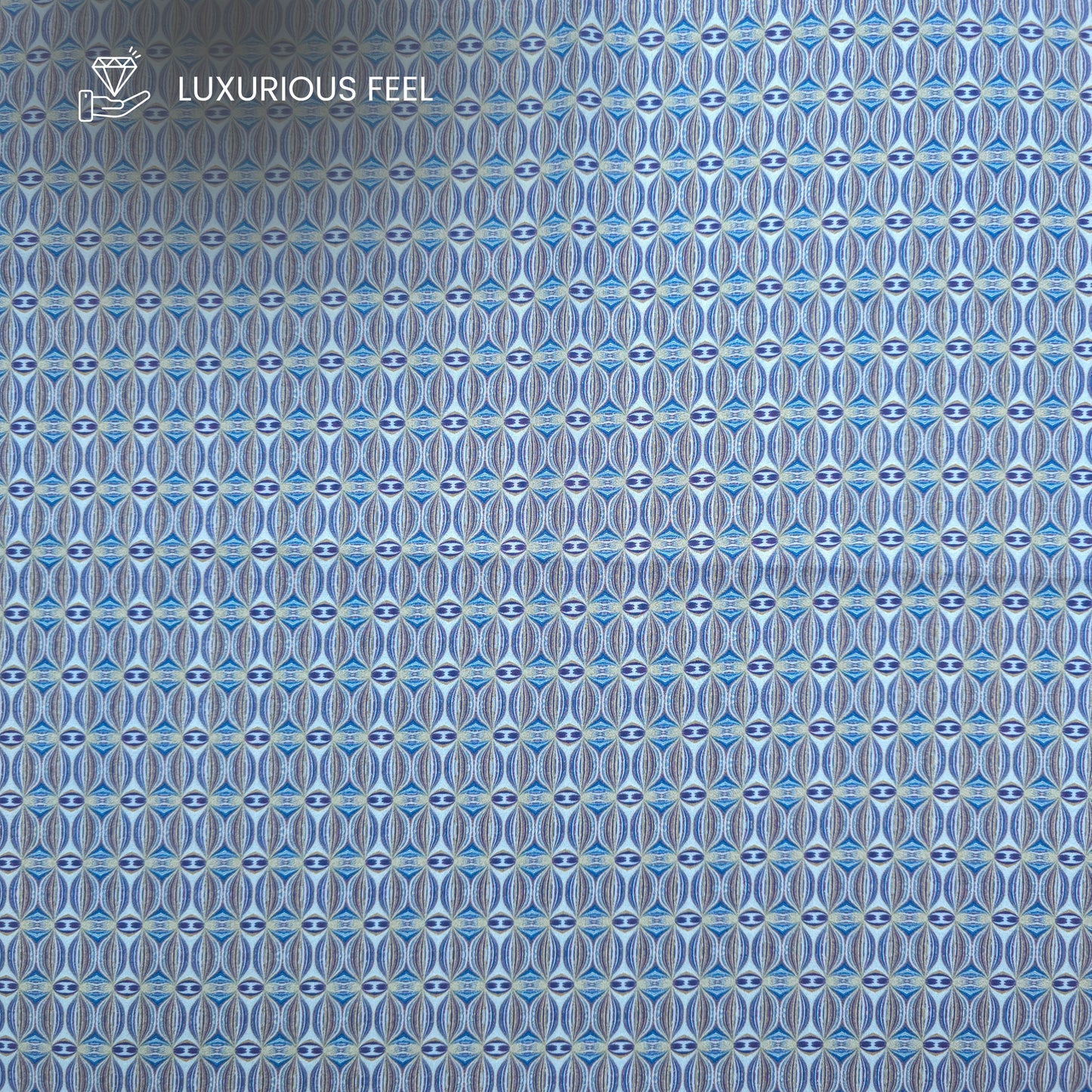 Abstract Geometric Motif Printed Satin Fabric