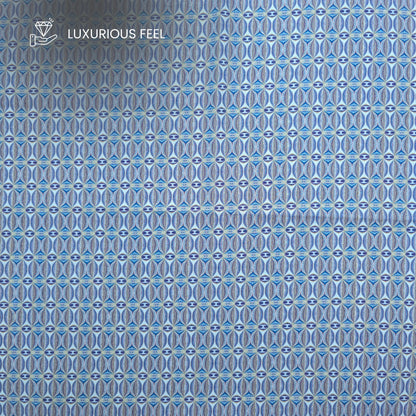 Abstract Geometric Motif Printed Satin Fabric