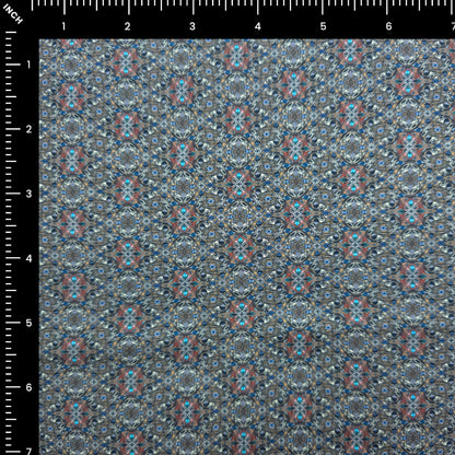 Ornamental Mosaic Printed Satin Fabric
