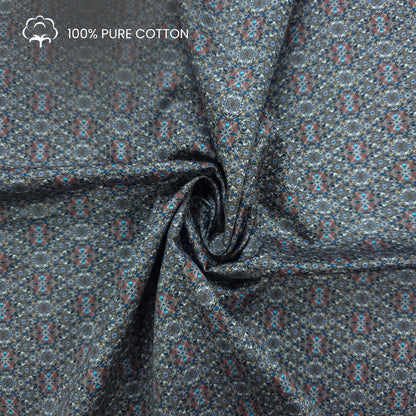 Ornamental Mosaic Printed Satin Fabric