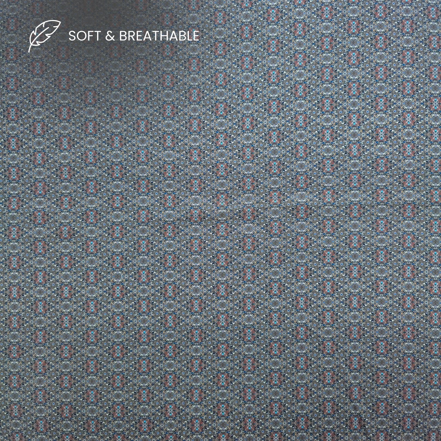 Ornamental Mosaic Printed Satin Fabric